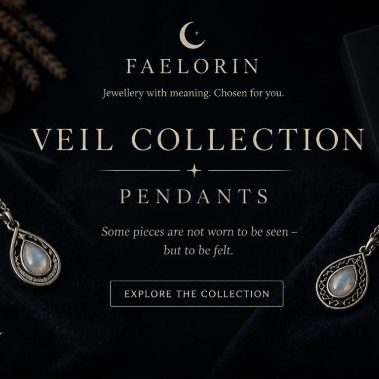 Faelorin - Crystal Necklaces A display of beautiful pendants on crushed dark velvet | Faelorin